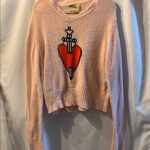 Pink Wildfox King of Hearts Sweater (White Label)